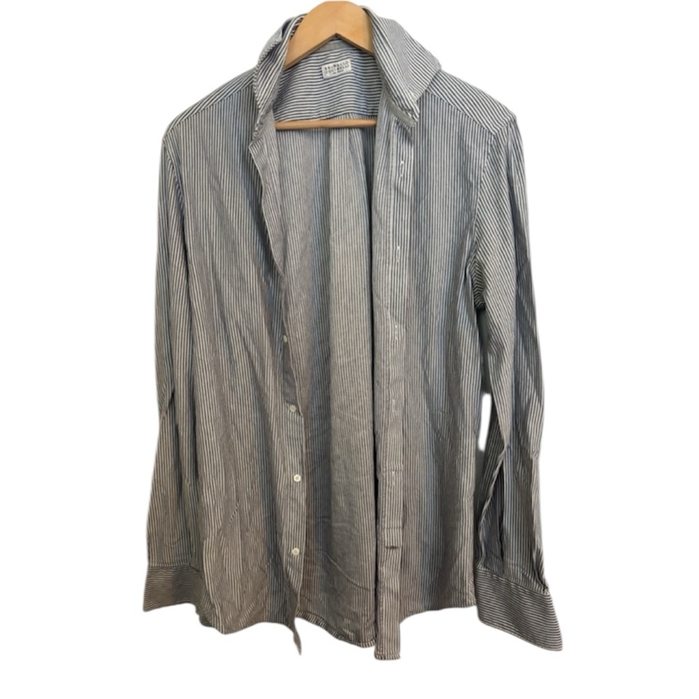 Brunello Cucinelli Striped Gray Shirt